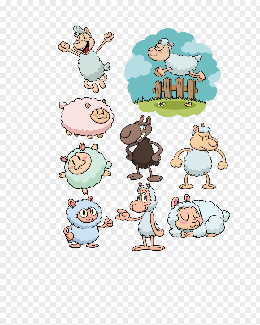 Cute Lamb Sheep Cartoon Illustration PNG