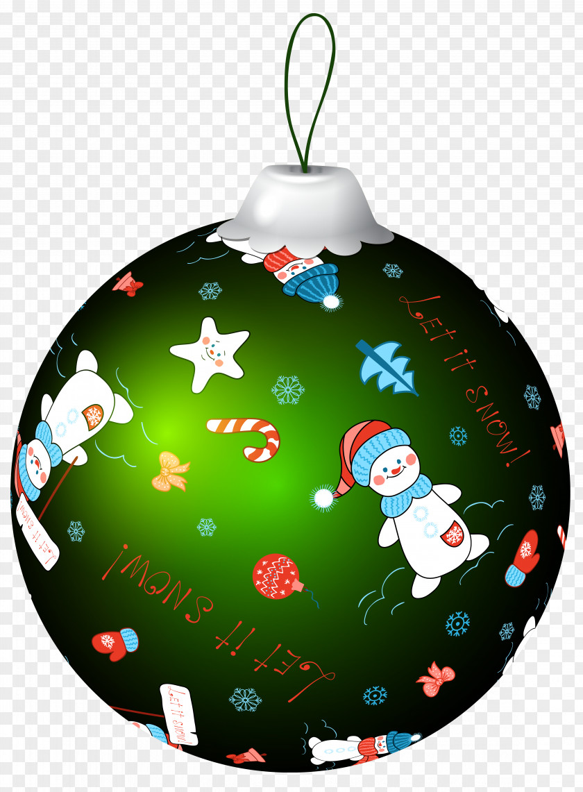 Green Christmas Ball With Snowman Clip Art Image Ornament Decoration PNG