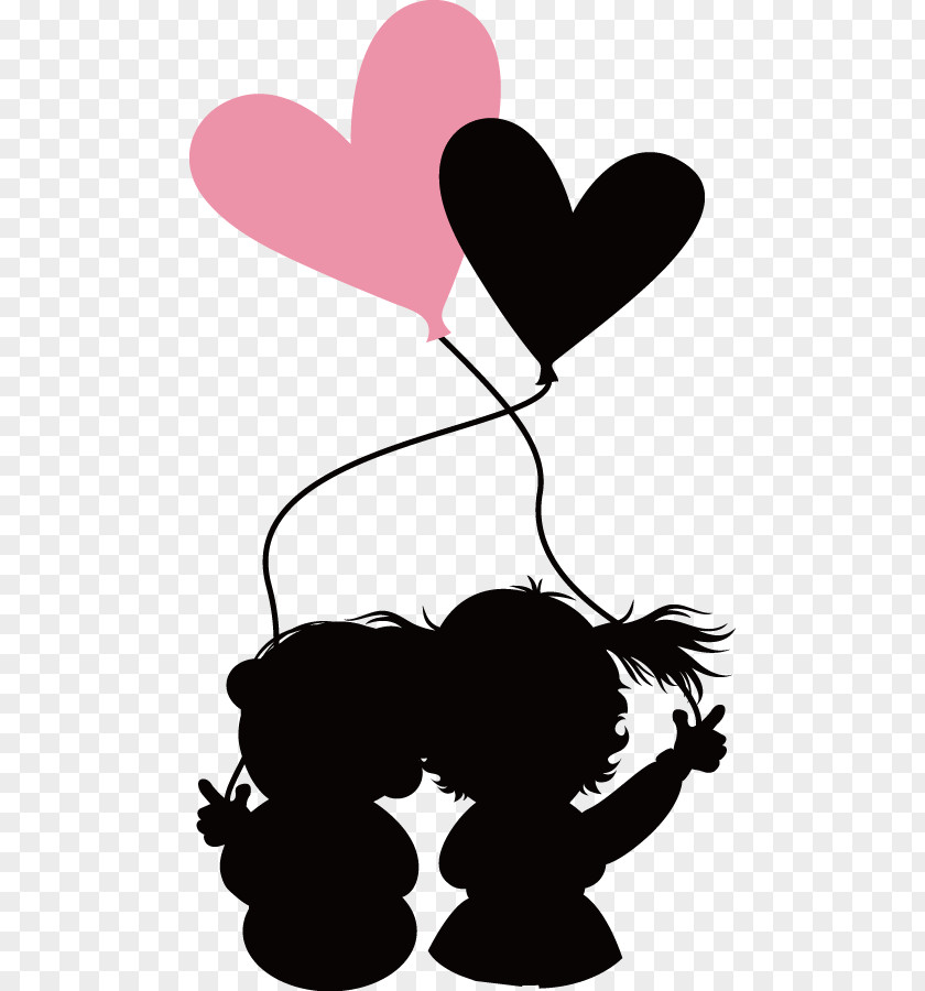 Valentine Silhouette Valentines Day Heart Greeting Card PNG
