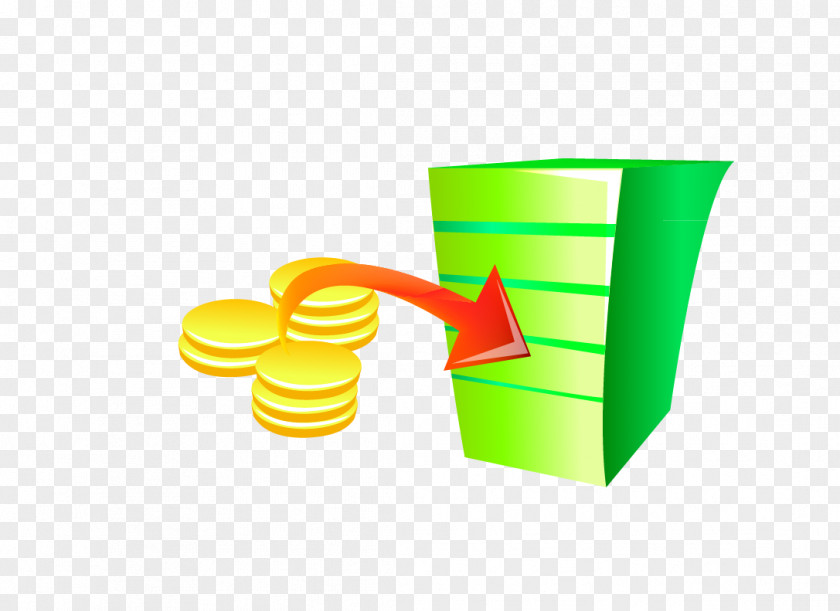 Green Arrow Box Of Gold Coins Abacus Illustration PNG