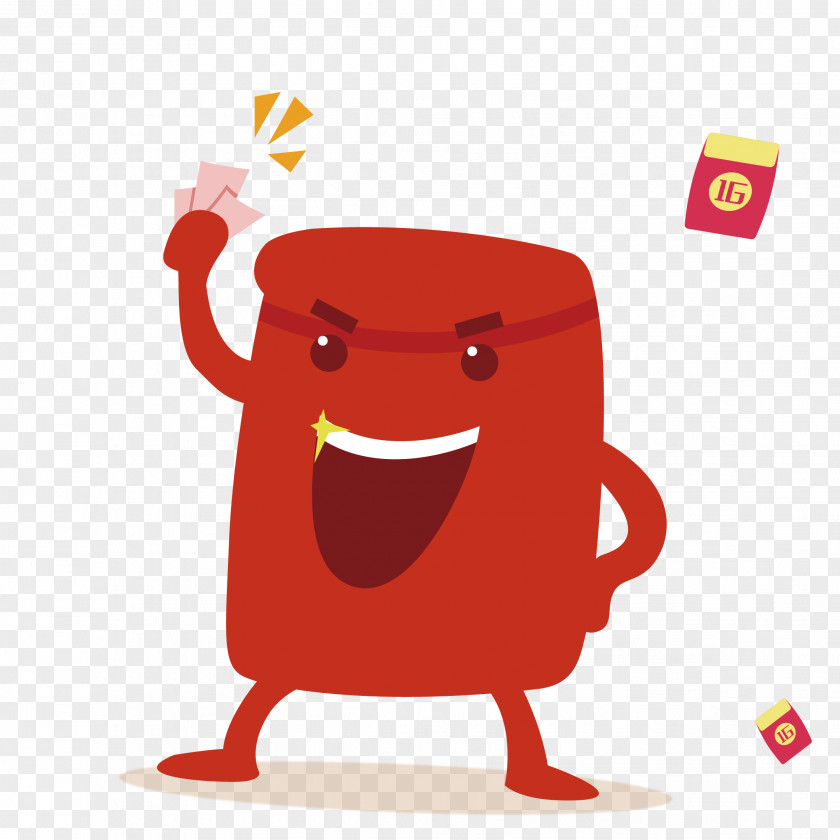 Cute Cartoon Vector Flow Red Envelope Illustration PNG