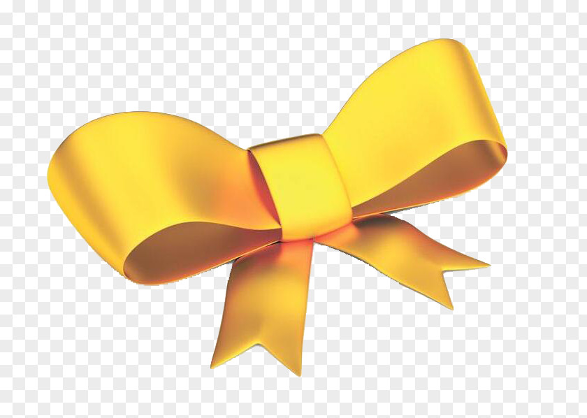 Golden Bowknot Ribbon Yellow Shoelace Knot Gold Gift PNG