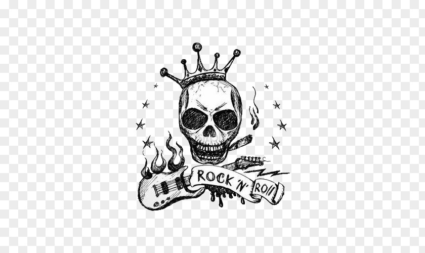 Skull And Guitar Drawing Royalty-free Illustration PNG