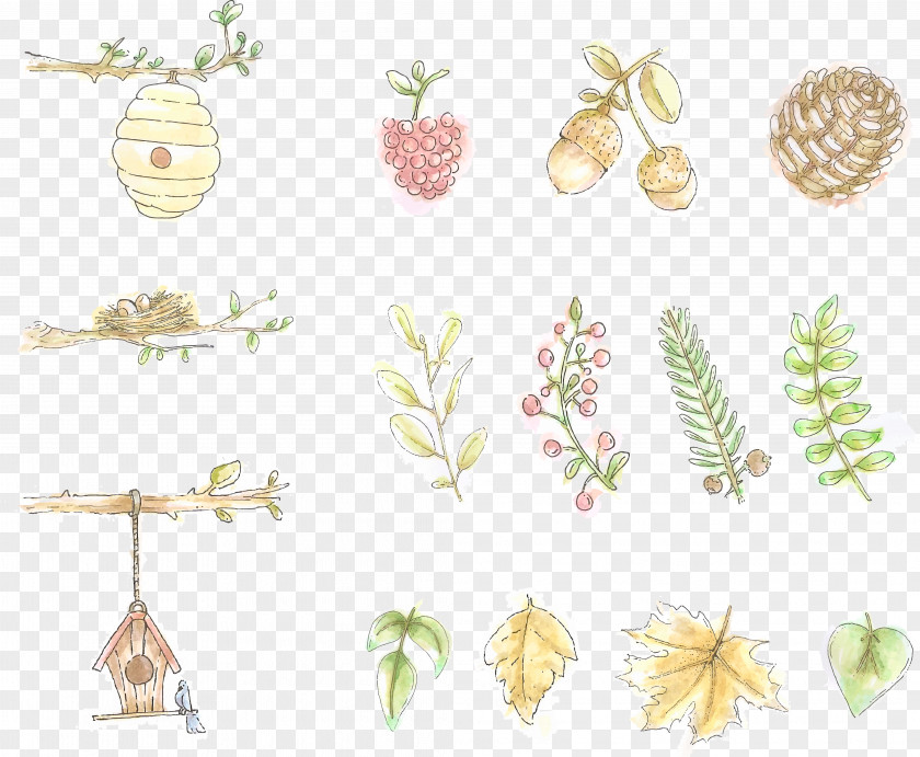 Vector Leaves Nuts Bees Nest Honey Bee Euclidean Honeycomb PNG