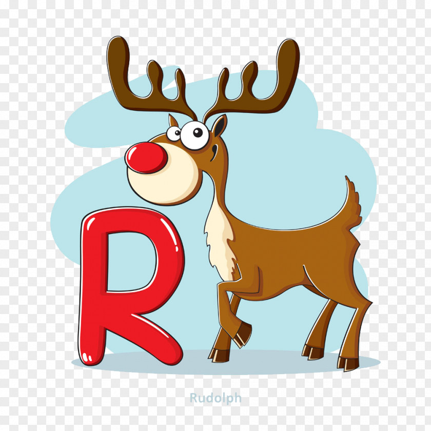 Elk And The Letter R Rudolph Santa Claus Deer Christmas PNG