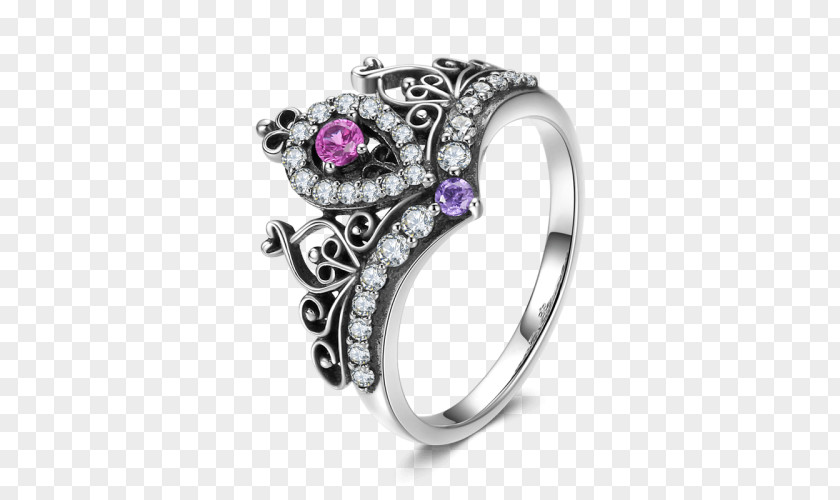 Ruby Amethyst Wedding Ring Silver Purple PNG