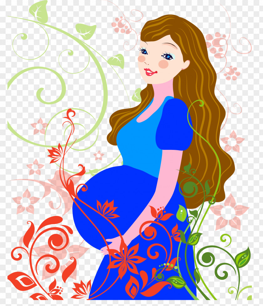 Blue Dress Of Pregnant Women Pregnancy Mother Illustration PNG