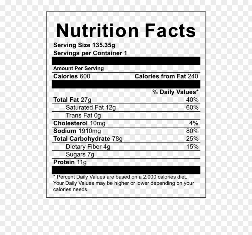 Broccoli Nutrition Facts Label Nutrient Calorie PNG