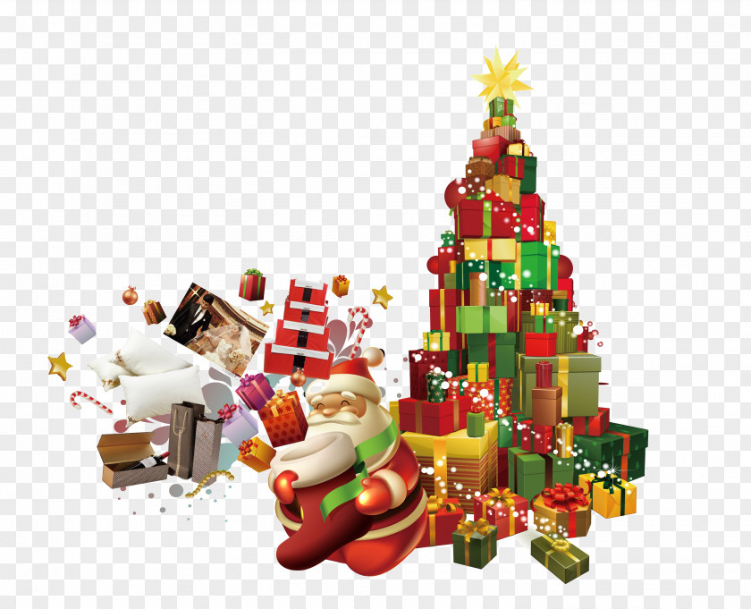 Cartoon Christmas Tree Ornament Santa Claus PNG