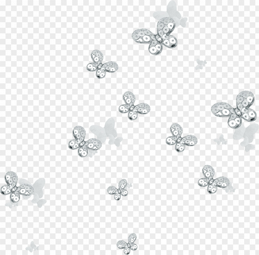 Decorative Silver Butterfly Floating Icon PNG