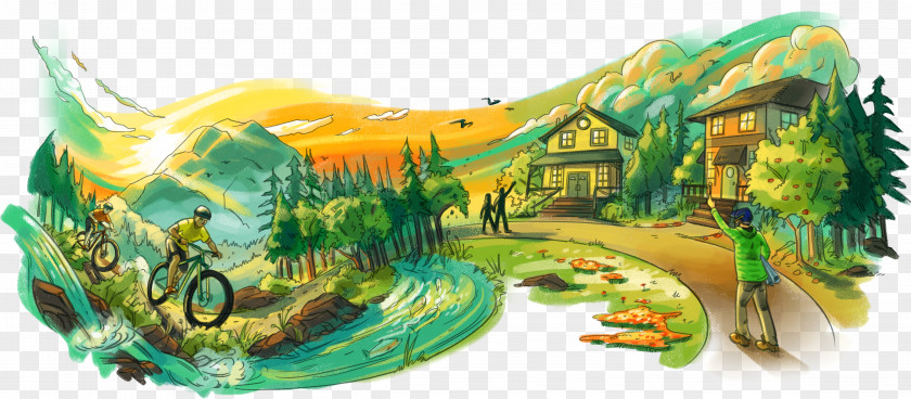 Wildlife Painting Cartoon Nature Background PNG