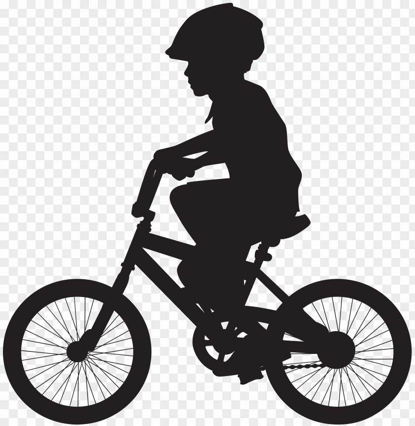 Cycling Boy Silhouette Clip Art Image Bicycle Mountain Bike Illustration PNG