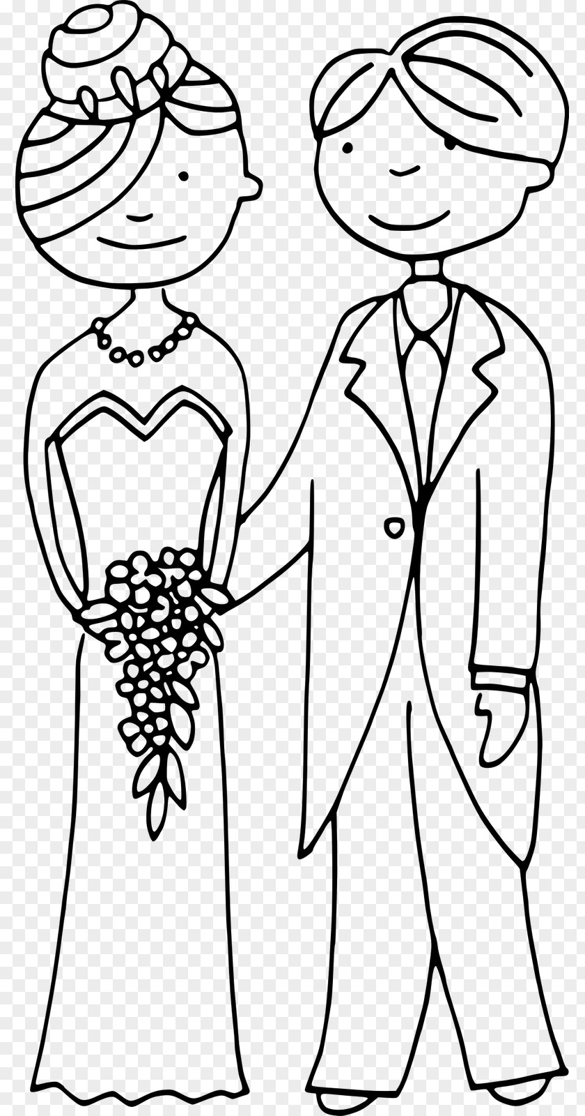 Wedding Invitation Couple Drawing Line Art Coloring Book Postage Stamps PNG