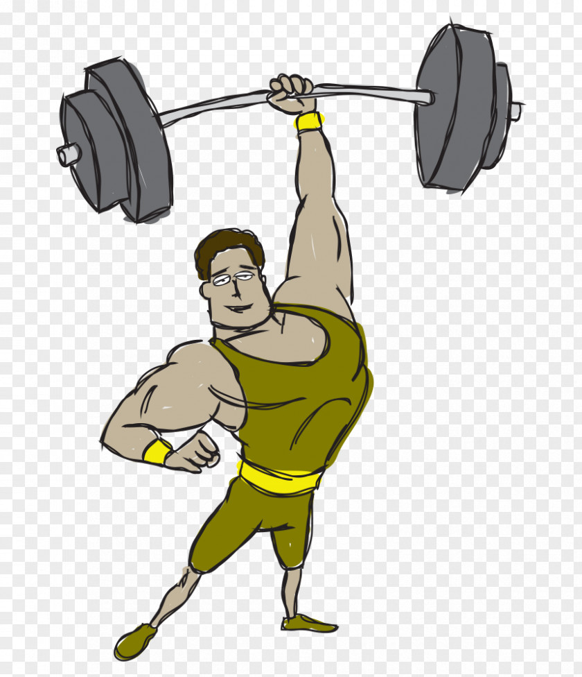 Bodybuilding Cartoon Muscle Barbell Physical Exercise PNG