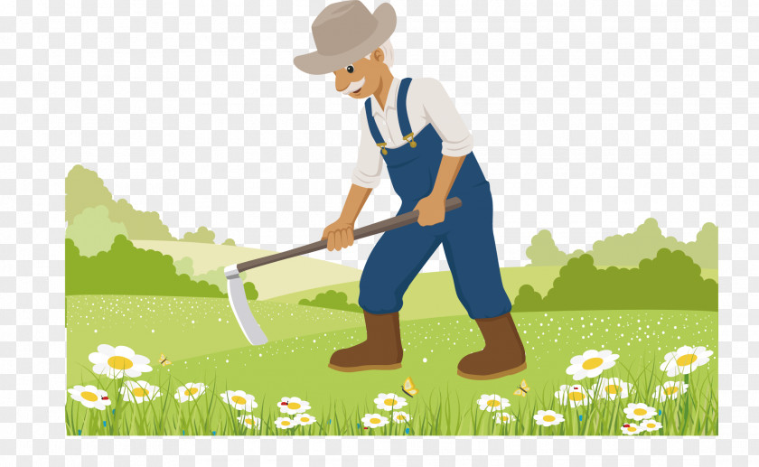 Grassland Farmer Farming Field Vector Material Elements Agriculture PNG