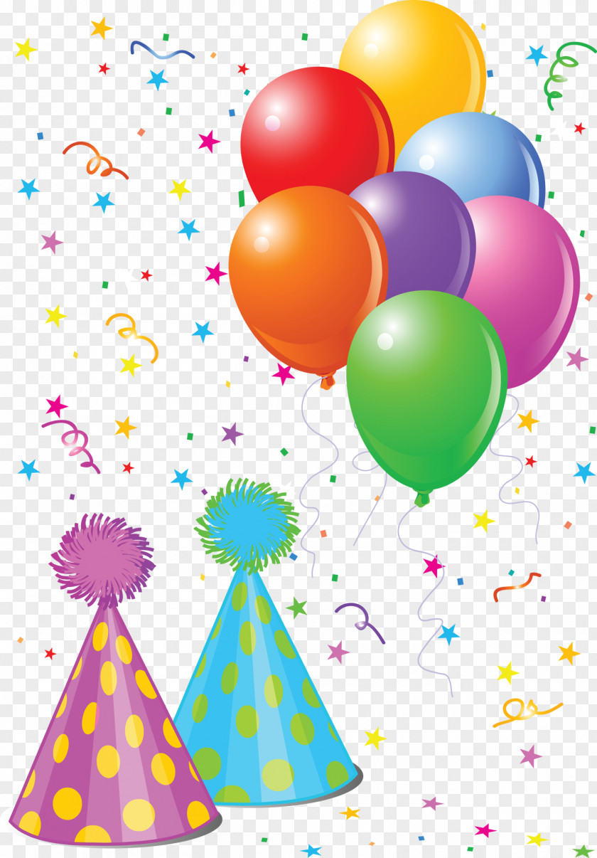 Confetti Party Hat Balloon Birthday Clip Art PNG