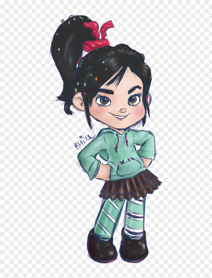 Design Cartoon Black Hair Figurine PNG