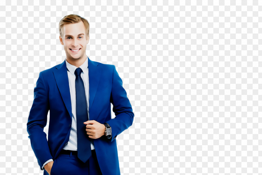 Businessperson Male Suit Blue Cobalt Formal Wear Electric PNG