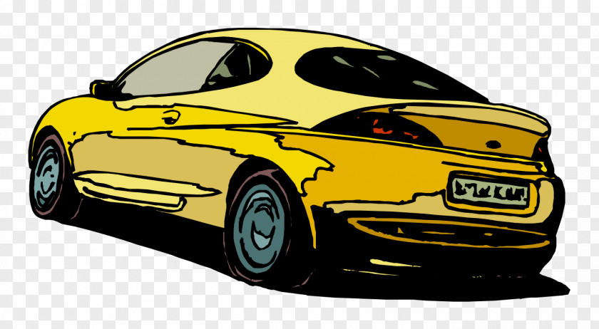 High-end Fashion Cartoon Painted Yellow Sports Car Door Mid-size Citroxebn PNG