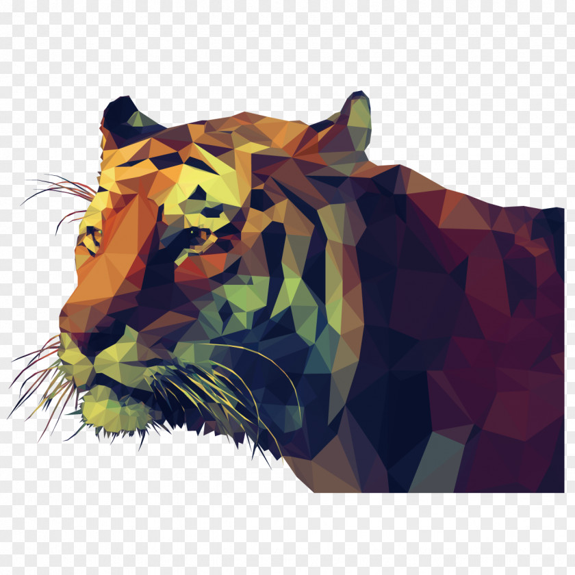 Abstract Tiger Low Poly Stock Illustration PNG