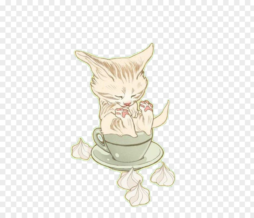 Kitten Sitting On A Teapot Tabby Cat Illustration PNG