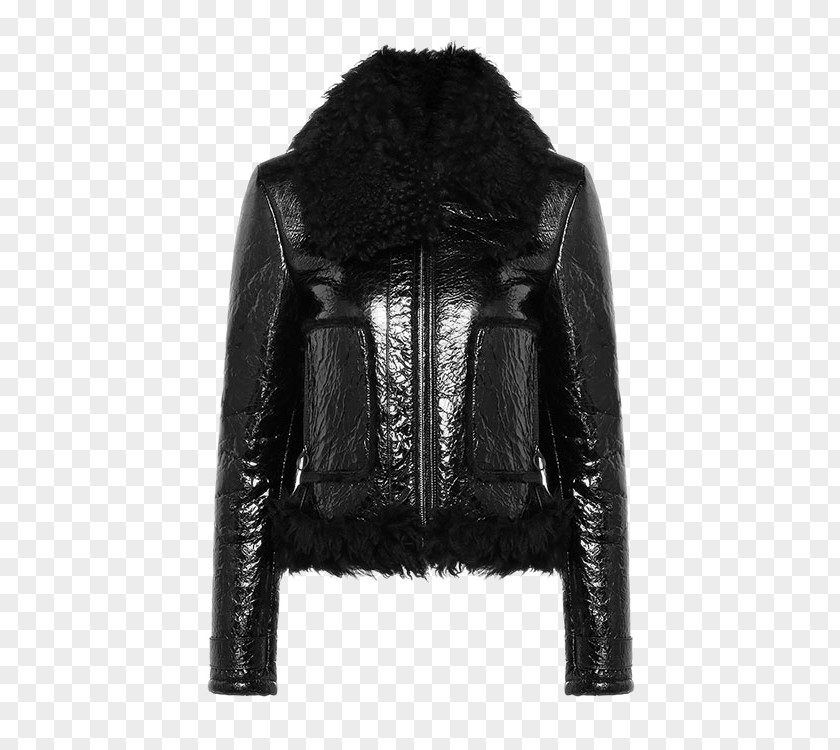 Sheepskin Coat Lapel Zipper Ms. Leather Jacket Fur Clothing Outerwear PNG