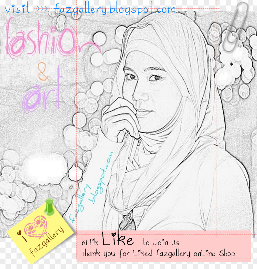 Hijabers Line Art Sketch PNG