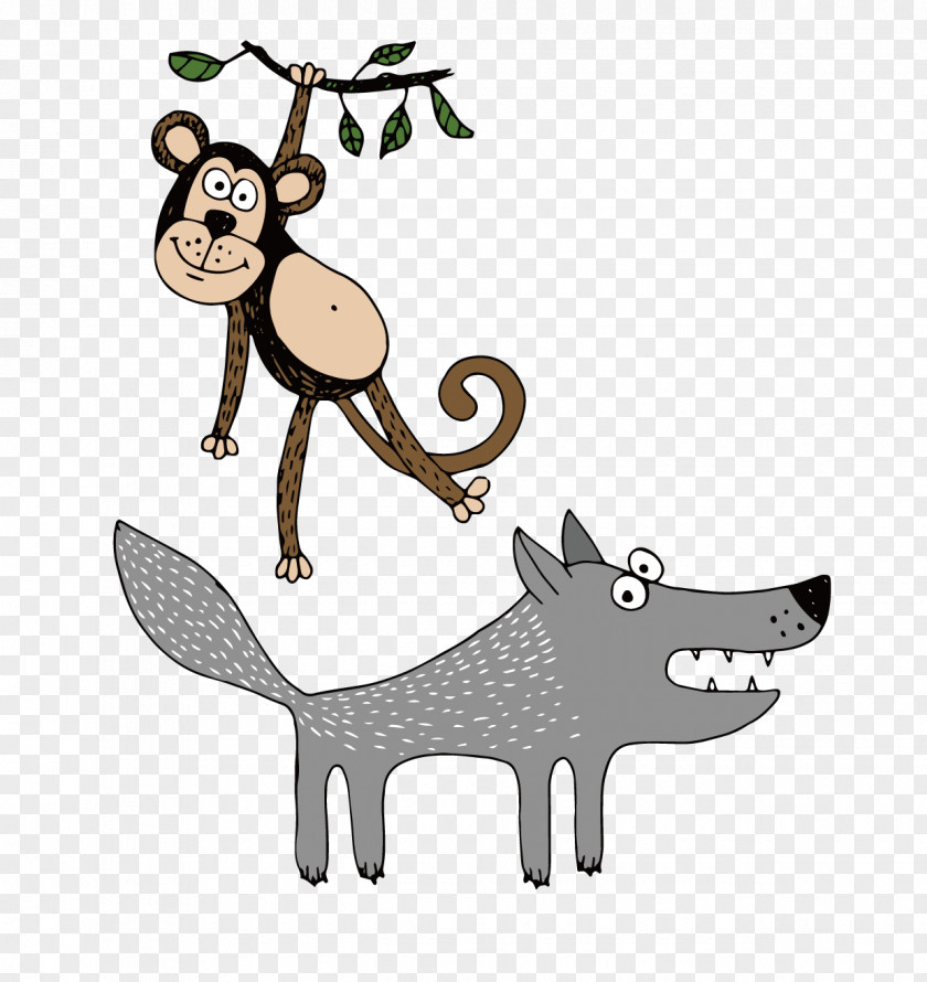 Monkey Wolf Vector Material Dog Cartoon PNG