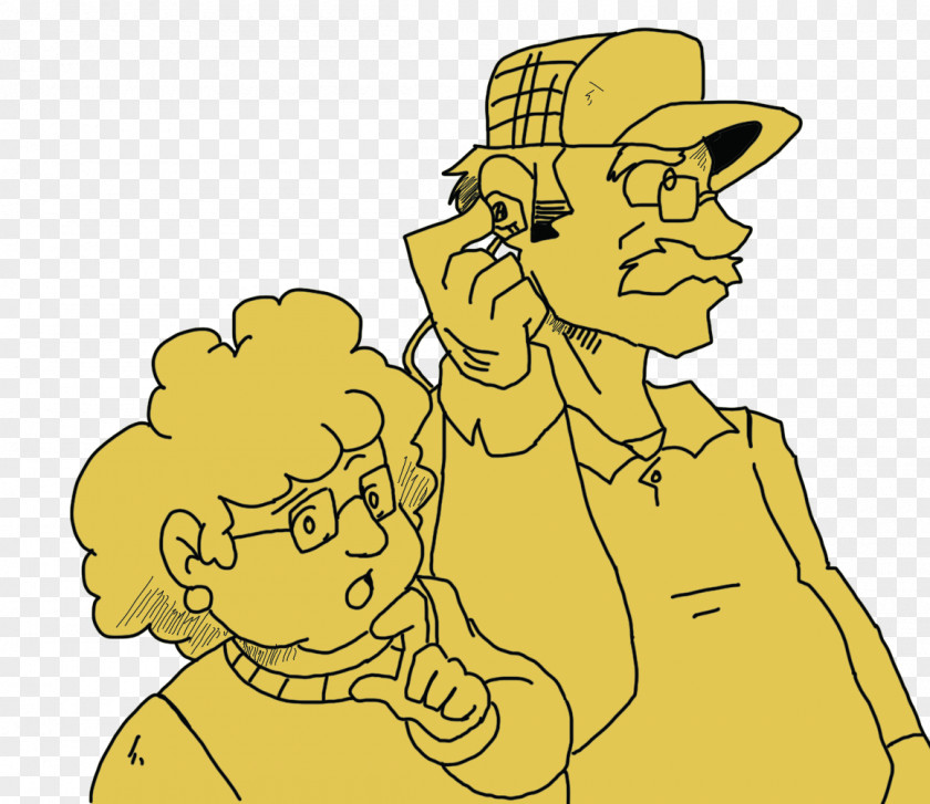Old Couple Homo Sapiens Line Art Cartoon Clip PNG