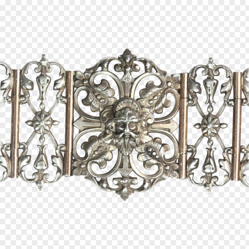 Silver Antique Lighting Bracelet French Language PNG
