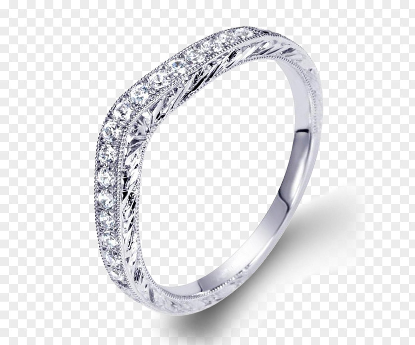 Curve Ring Diamantaire Wedding Silver PNG
