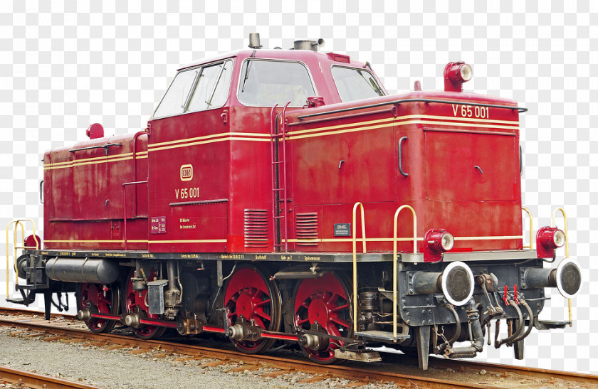 Red Train Rail Transport Diesel Locomotive Railroad Car PNG