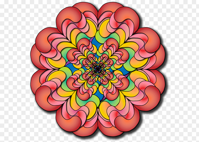 Rotating Mandala Dahlia Floral Design Symmetry Cut Flowers Pattern PNG