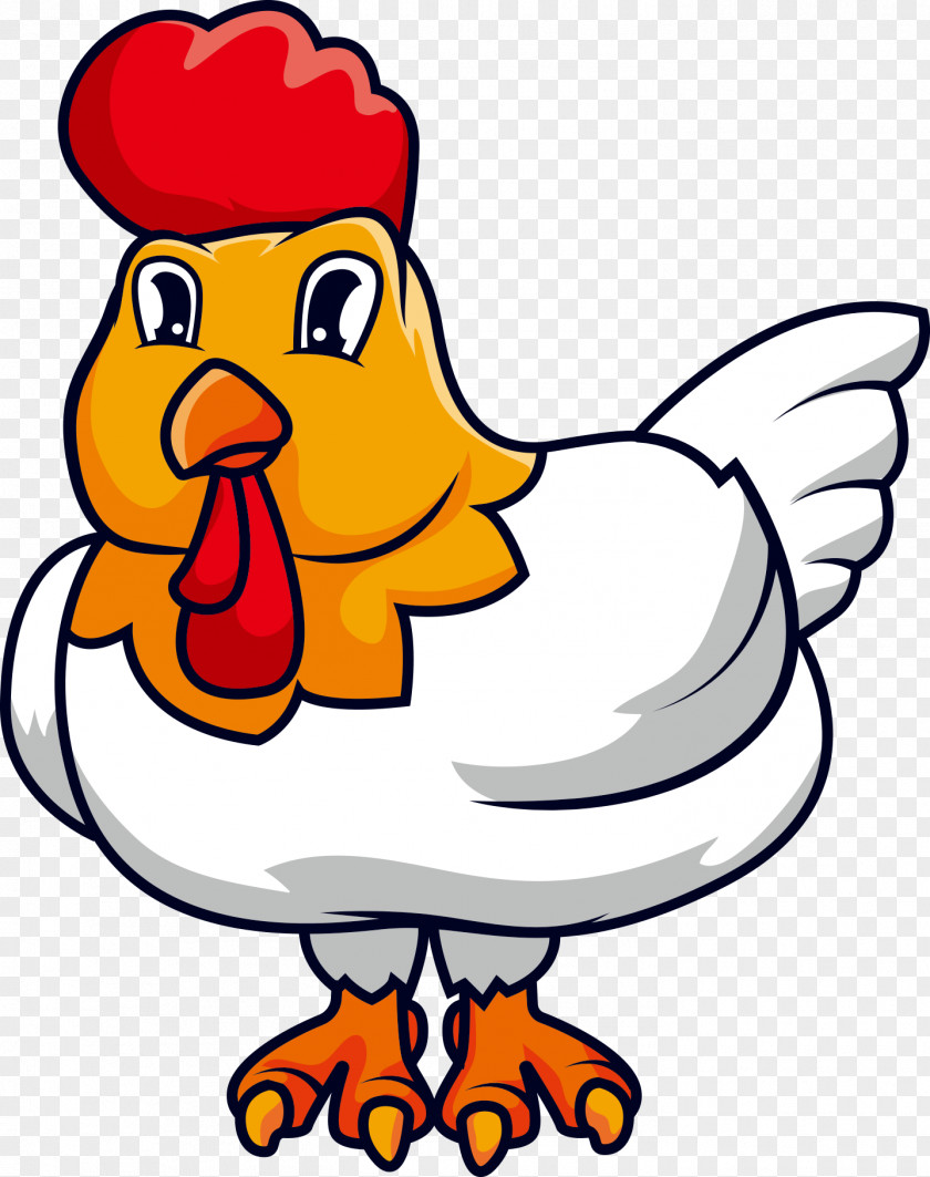 Vector White Big Cock Rooster Chicken Clip Art PNG