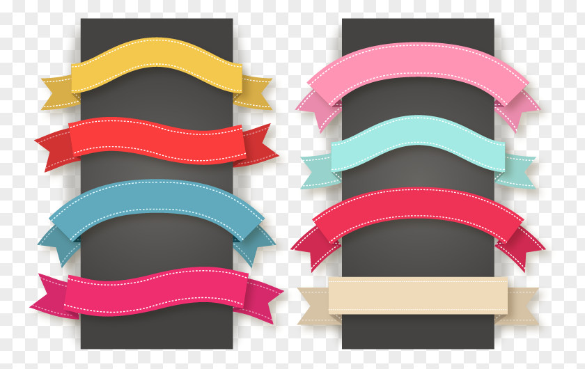 8 Color Ribbon Banner Vector Material Euclidean Icon PNG
