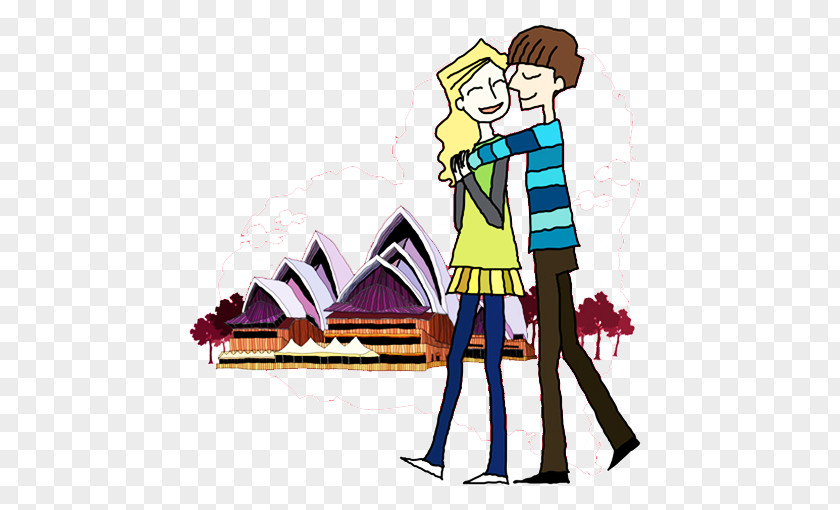 Hand-painted Male And Female Friends Girlfriend Significant Other Cartoon Illustration PNG