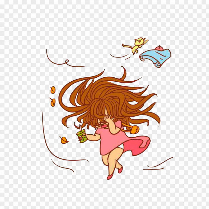 The Wind Ruffled Hair And Covered Face Cartoon Download PNG