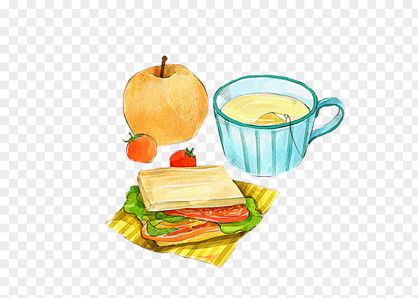 A Delicious Breakfast Hamburger Toast Coffee Junk Food PNG