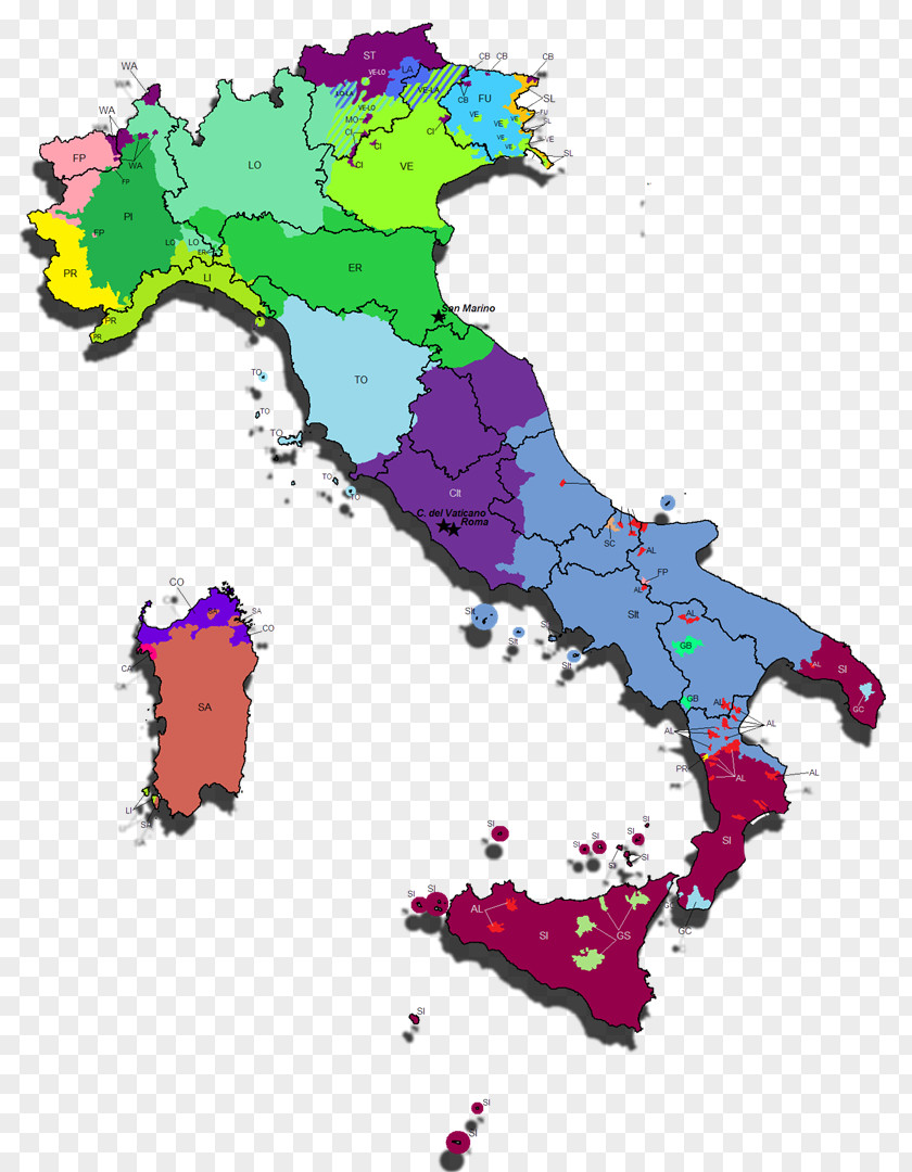 Italy Linguistic Map PNG