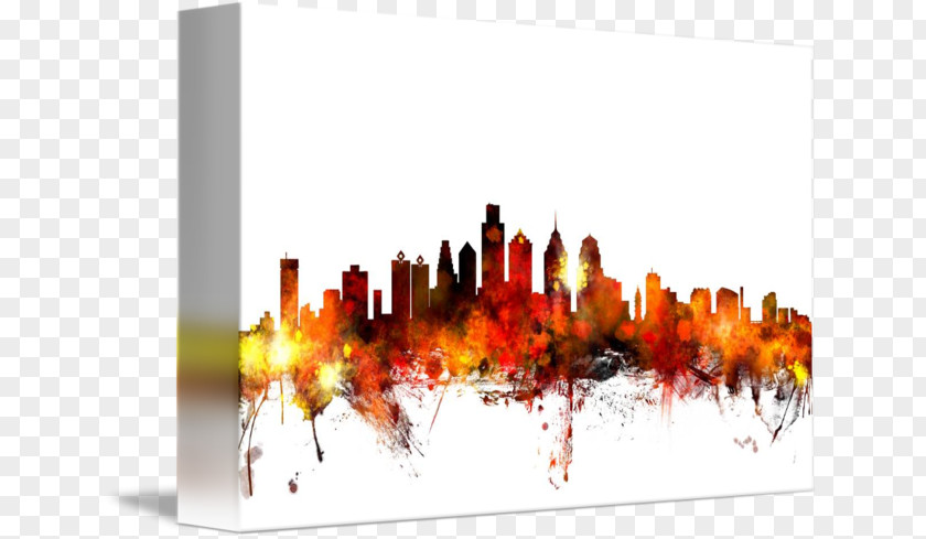 Philadelphia Skyline County, Pennsylvania Mural Canvas PNG