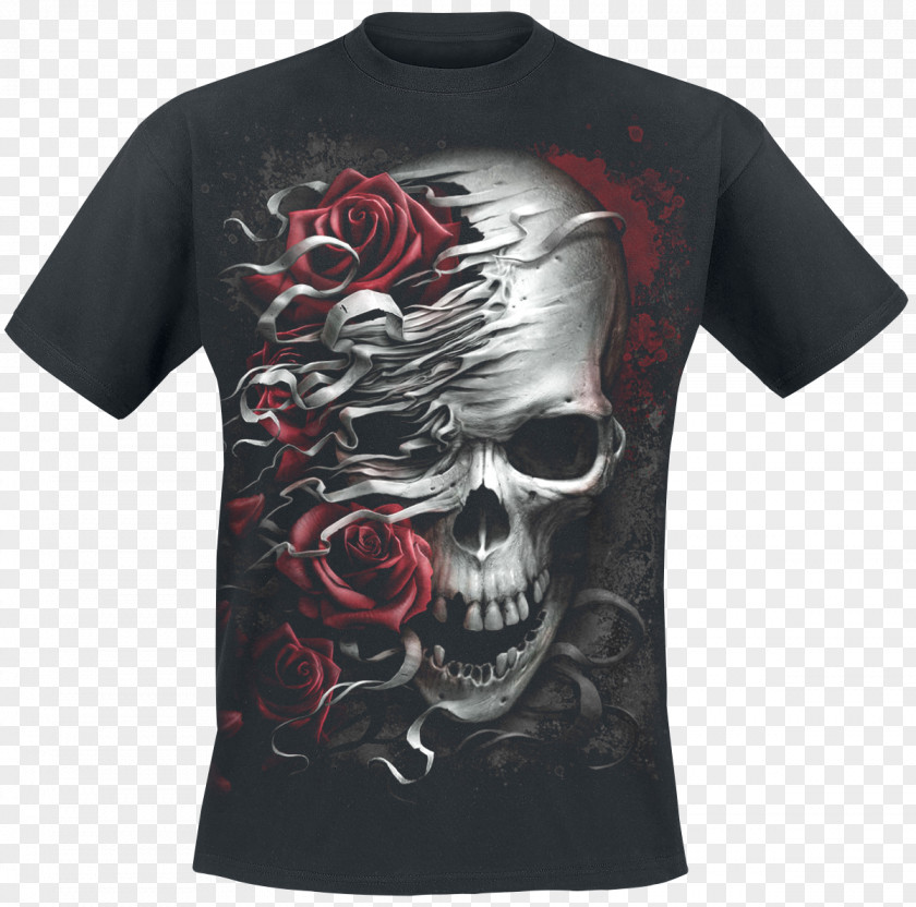 T-shirt Human Skull Symbolism Rose Death PNG
