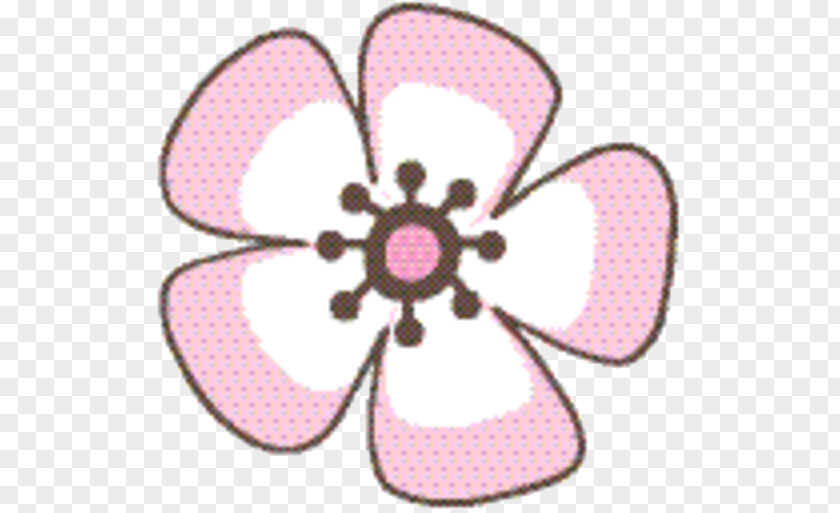 Sticker Plant Pink Flower Cartoon PNG