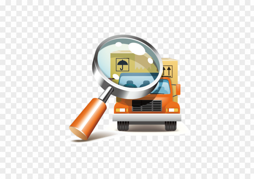 Vector Magnifier Truck Cargo Freight Transport Forwarding Agency Icon PNG
