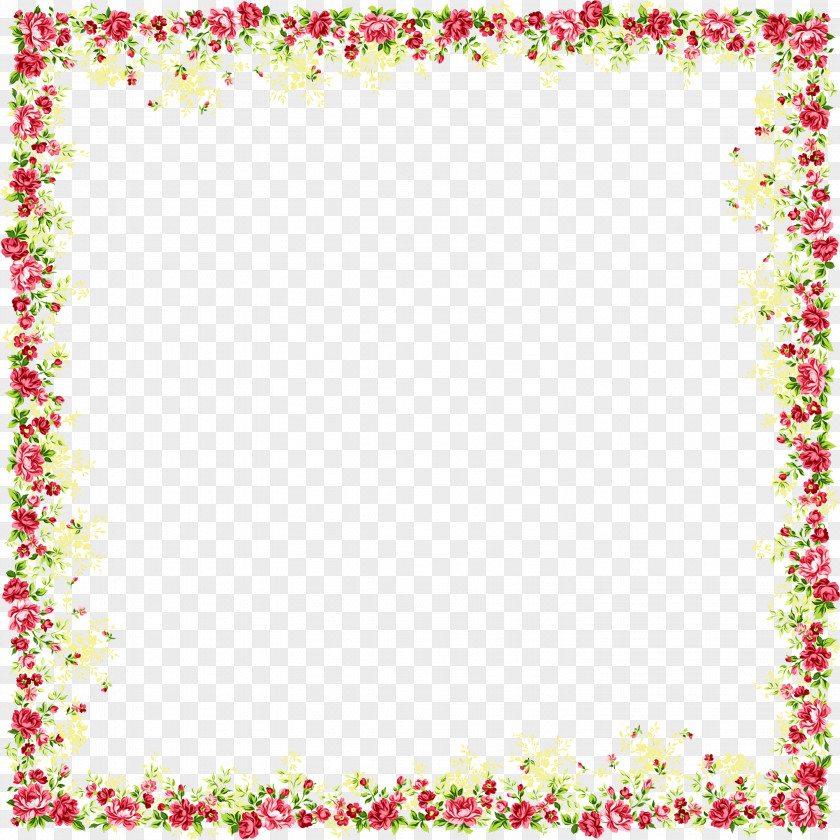 Rectangle Heart Blue Flower Borders And Frames PNG