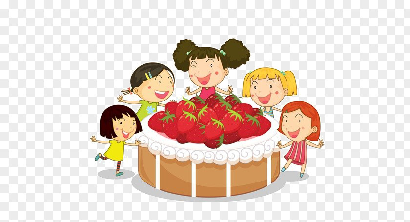 Cartoon Strawberry Cake Material Shortcake Cream Cupcake Birthday Clip Art PNG