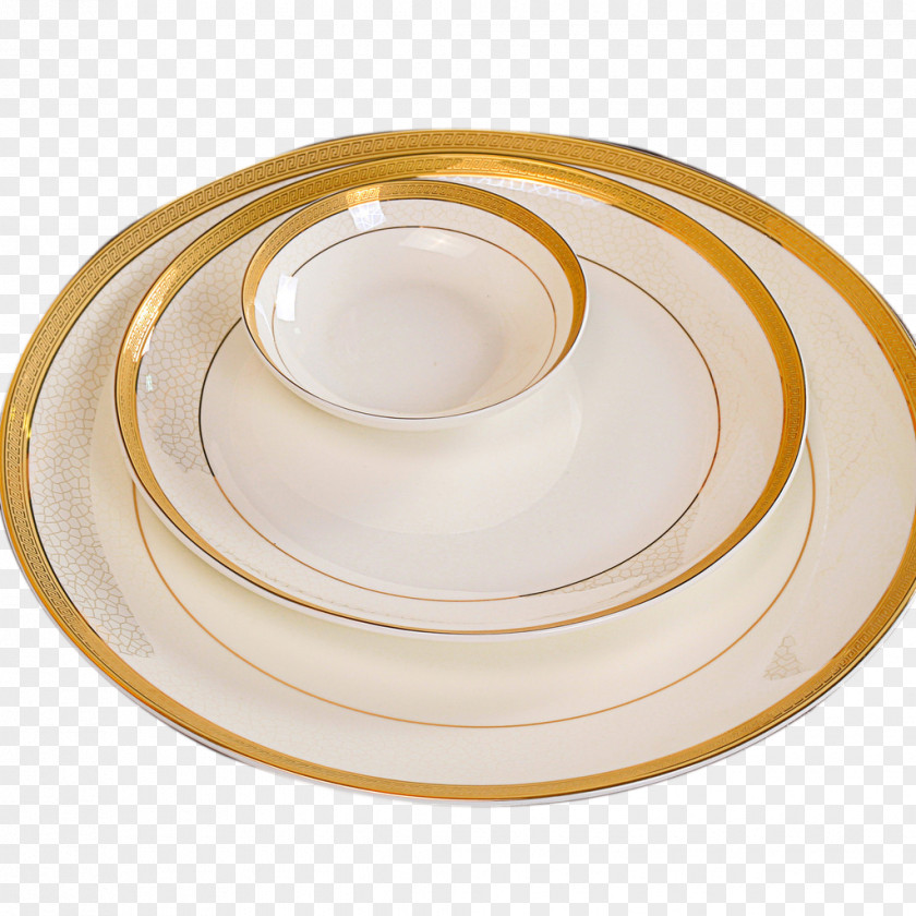 Continental Dishes Bowl Three Containers Plate Porcelain Tableware PNG