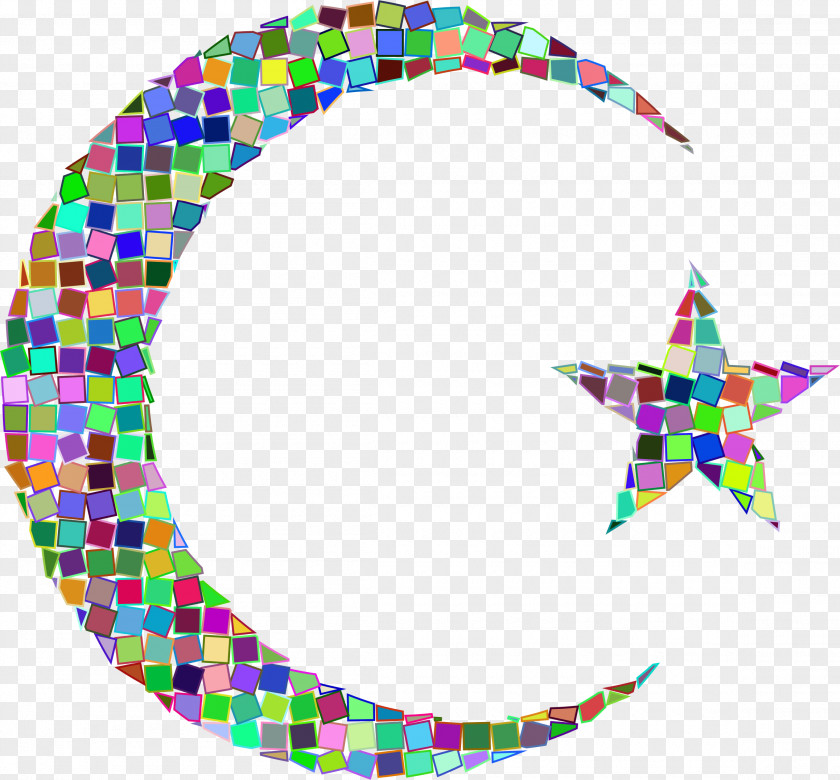 Mosaic T-shirt Star And Crescent Moon Clip Art PNG
