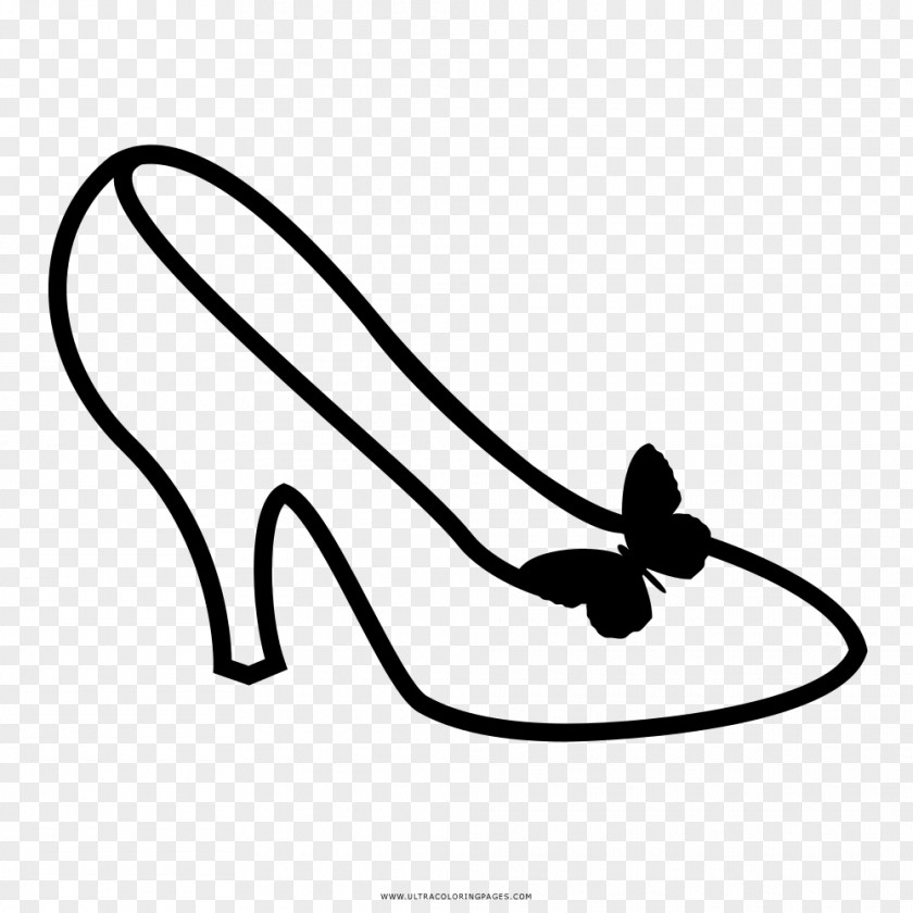 Crystal High-heeled Shoe Drawing Coloring Book Black And White PNG