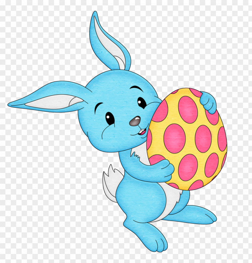 Easter Blue Bunny With Egg Transparent Clipart PNG