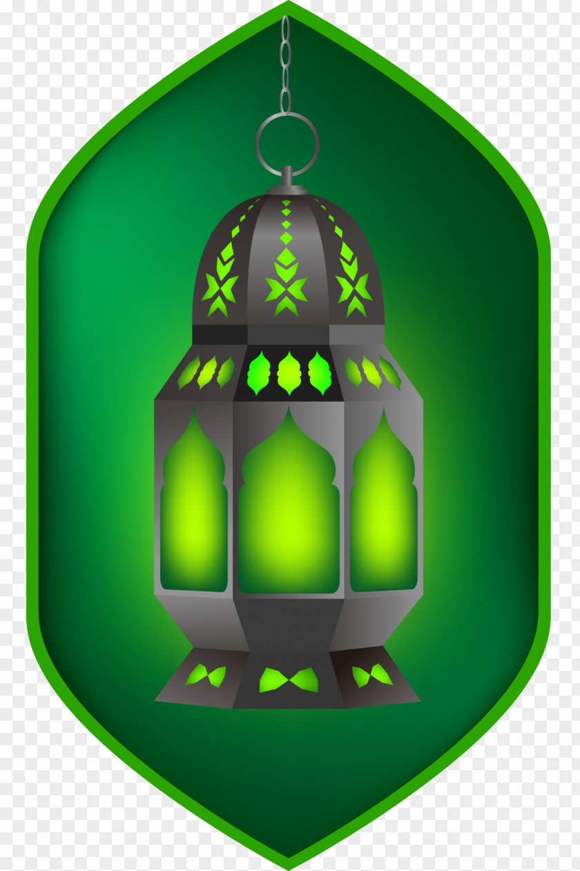 Vector Green Magic Lamp Material Ramadan Eid Mubarak Al-Fitr Islam PNG